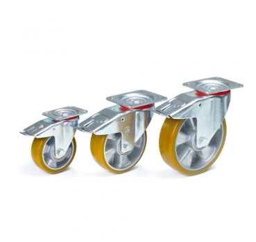 Lenkrolle mit Feststeller Polyurethan-Bereifung, Doppelstopp