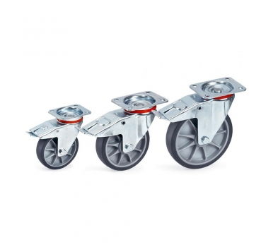 Lenkrolle mit Feststeller TPE-Bereifung (thermoplastisches Elastomer), Doppelstopp