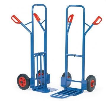 Paketkarre, 300 kg Tragkraft, Höhe 1300 mm, mit Stahlblech- und Klappschaufel