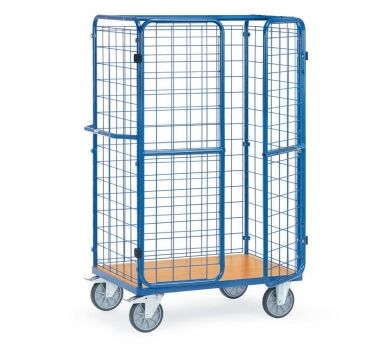 Paketwagen mit Doppelflügeltüren 600 kg, mit Drahtgitterwänden und Doppelflügeltüren