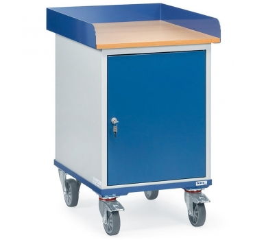 Rollschrank 150 kg Tragkraft, Ladefläche 650 x 550 mm, mit Umrandung und Stahlschrank