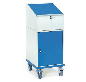 Rollpult 150 kg, mit Schrank und Schreibpult-Aufsatz