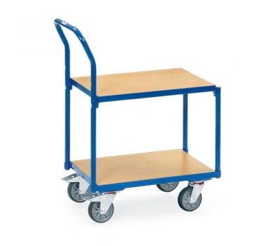 Etagen-Roller 250 kg, mit 2 bündigen Böden, Rohrschiebebügel