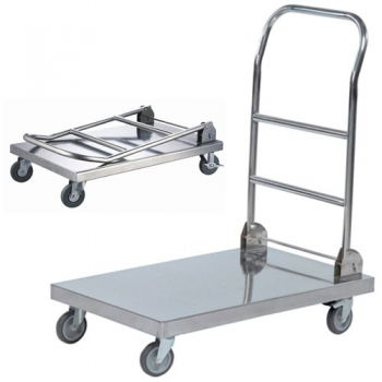 Edelstahl-Schiebebügelwagen mit Klappbügel, Tragkraft 100 kg