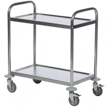 Edelstahl-Tischwagen, 2 Etagen, 100 kg Tragkraft