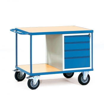 Schwere Werkstattwagen 600 kg, mit 4 Schubladen und 2 Ladeflächen