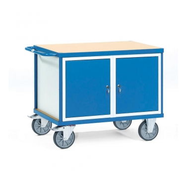 Schwere Werkstattwagen 600 kg, Ladefläche 1050 x 700 mm, 2 Schränke