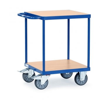 Schwerer Tischwagen 500 kg, Ladefläche 600x600 mm, mit 2 Böden