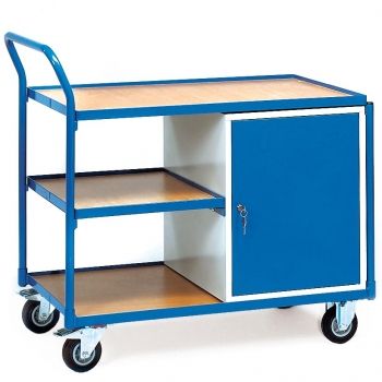 Leichter Werkstattwagen 300 kg, 3 Ladeflächen, 1 Schrank