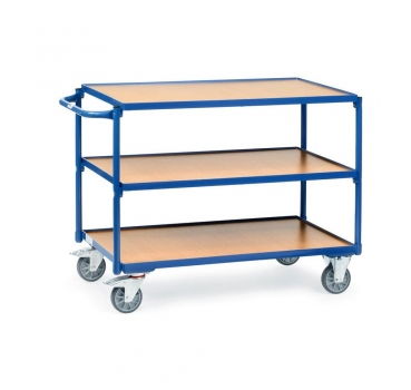 Tischwagen mit 3 Ladeflächen aus Holz, 300 kg Tragkraft