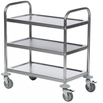 Edelstahl-Tischwagen, 3 Etagen, Tragkraft 100 kg