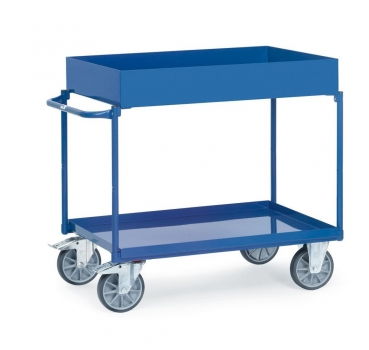 Tischwagen mit Wannen 400 kg, mit 2 Böden aus Blechwannen