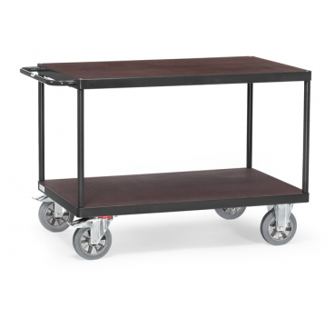 Tischwagen in Anthrazitgrau (RAL 7016) mit 2 Böden aus Holz, 1200 kg Tragkraft