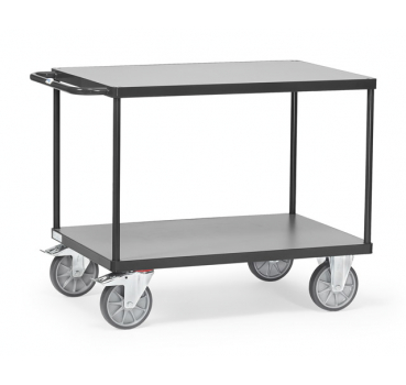 Tischwagen in Anthrazitgrau (RAL 7016) mit 2 Holz-Böden, 500-600 kg