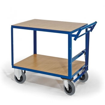 Tischwagen mit Totmannbremse 500 kg Tragkraft, 2 Ladeflächen