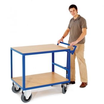 Preview: Tischwagen, 2 Ladeflächen, Totmannbremse, Tragkraft 500 kg, 1200 x 800 mm