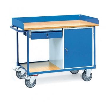 Werkstattwagen mit Arbeitsplatte, 400 kg, 1 Schrank, 1 Schublade