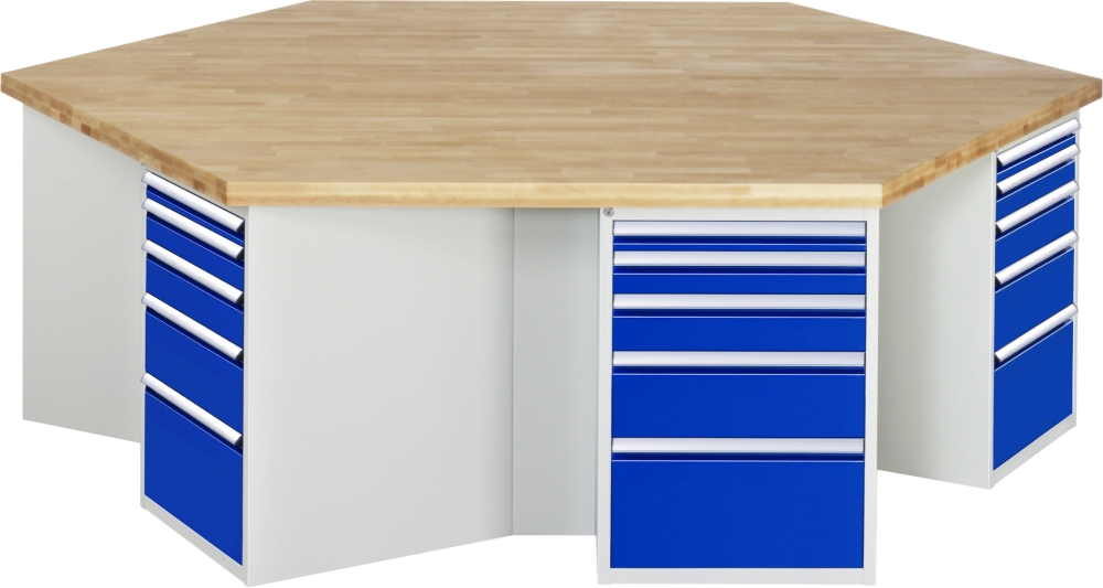 Gruppenwerkbank 499, B2700xT2340xH890mm, 6x5Schubladen-TA