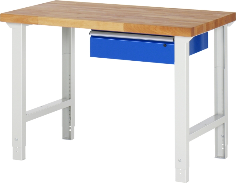 Werkbank höhenverstellbar 7001A1, B1250xT700xH790-1140mm, 1xSchublade-TA