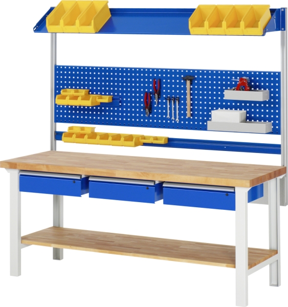 Werkbank höhenverstellbar 7001A7, B2500xT700xH790-1140mm, 2xSchublade-TA