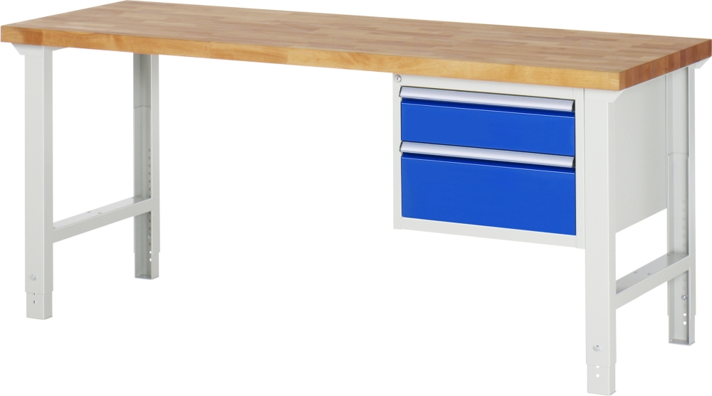 Werkbank höhenverstellbar 7123A1, B2000xT700xH790-1140mm, 2xSchublade-TA