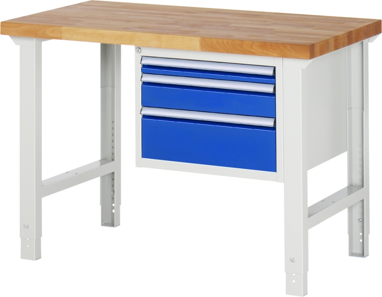 Werkbank höhenverstellbar 7126A1, B1250xT700xH790-1140mm, 3xSchublade-TA