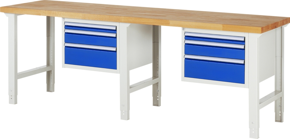 Werkbank höhenverstellbar 7126A1, B2500xT700xH790-1140mm, 6xSchublade-TA