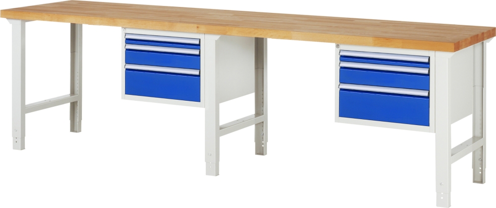 Werkbank höhenverstellbar 7126A1, B3000xT700xH790-1140mm, 6xSchublade-TA