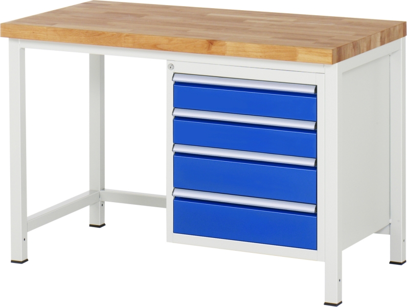 Werkbank höhenverstellbar 8162A1, B1250xT700xH840-1040mm, 4xSchublade-TA
