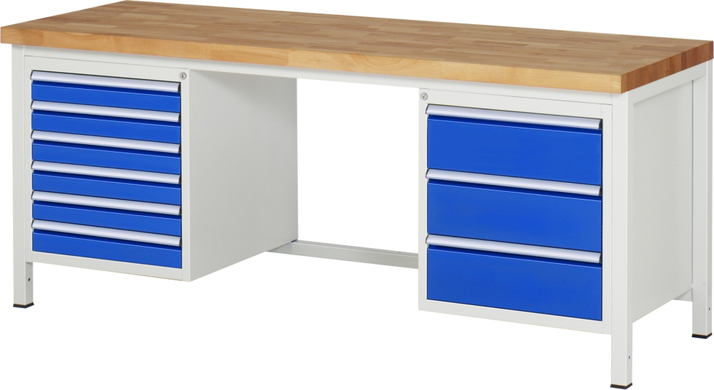 Werkbank höhenverstellbar 8183A1, B2000xT700xH840-1040mm, 9xSchublade-TA