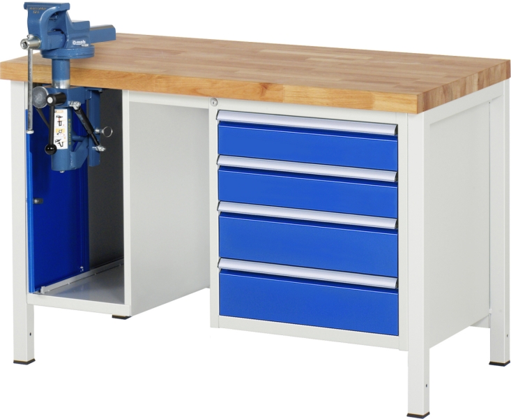 Werkbank höhenverstellbar 8185A1, B1250xT700xH840-1040mm, 4xSchublade-TA, SSKL