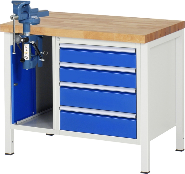 Werkbank höhenverstellbar 8185A2, B1000xT700xH840-1040mm, 4xSchublade-TA, SSKL