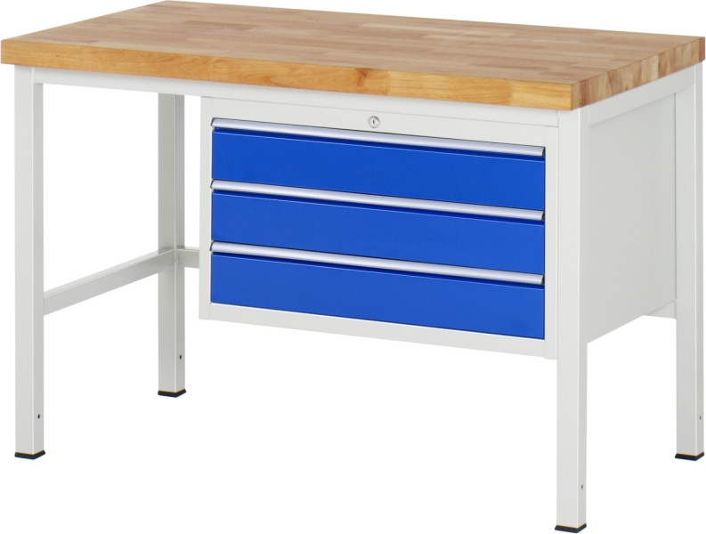 Werkbank höhenverstellbar 8227A1, B1250xT700xH840-1040mm, 3xSchublade-TA