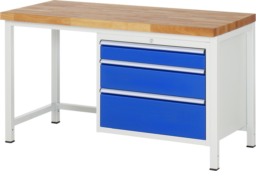 Werkbank höhenverstellbar 8259A1, B1500xT700xH840-1040mm, 3xSchublade-TA
