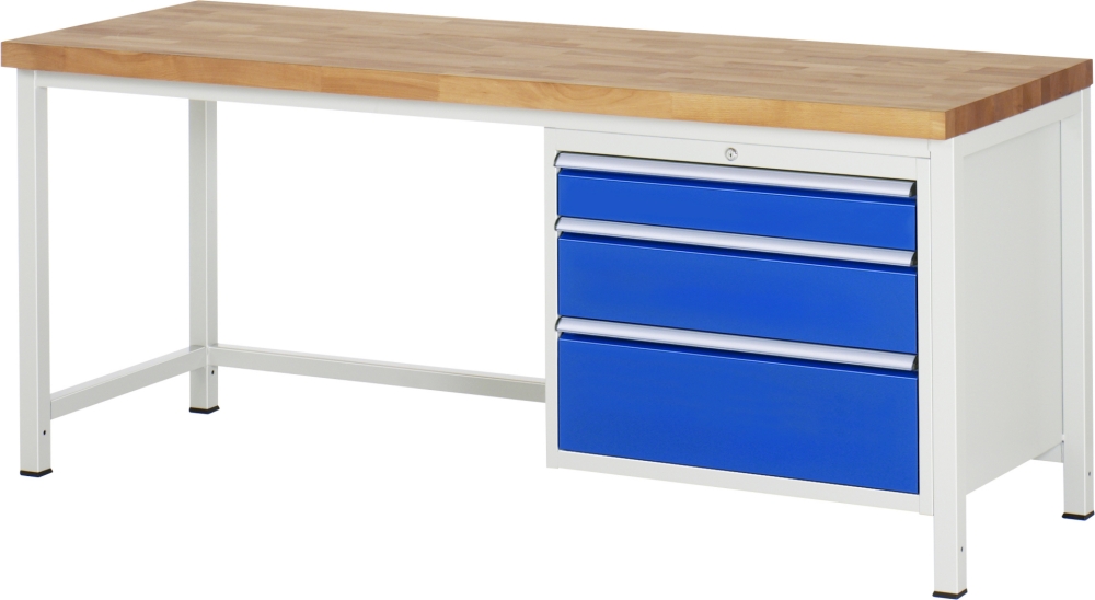Werkbank höhenverstellbar 8259A1, B2000xT700xH840-1040mm, 3xSchublade-TA