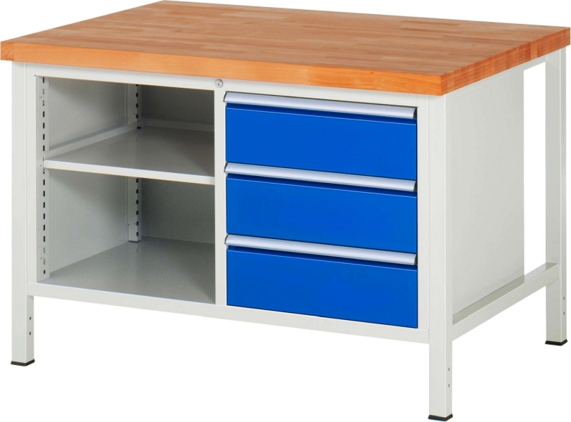 Werkbank höhenverstellbar 8462A2, B1250xT900xH840-1040mm, 3xSchublade-TA