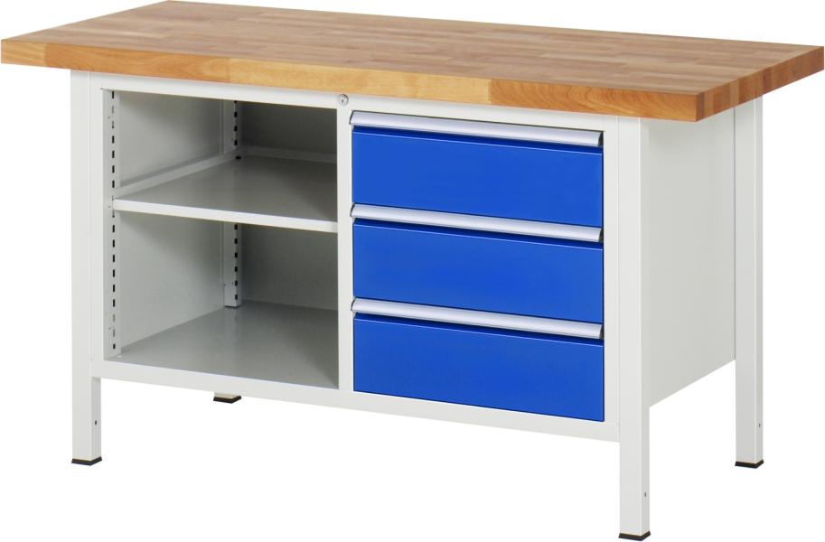 Werkbank höhenverstellbar 8462A2, B1500xT700xH840-1040mm, 3xSchublade-TA
