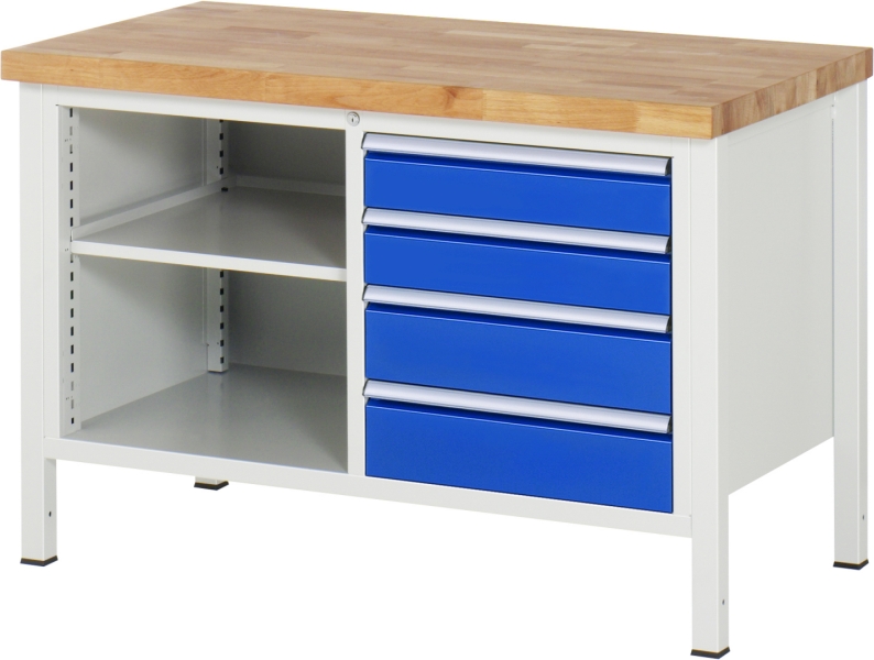Werkbank höhenverstellbar 8463A2, B1250xT700xH840-1040mm, 4xSchublade-TA