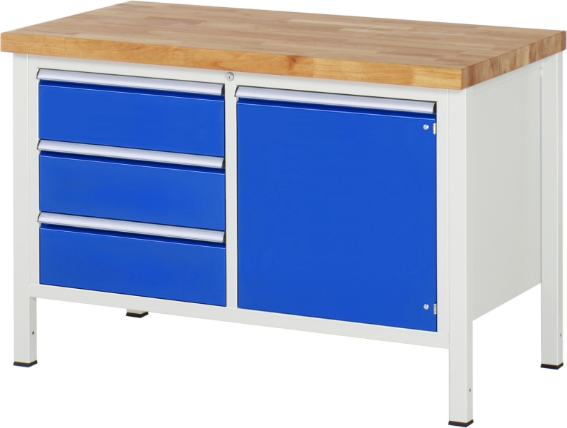 Werkbank höhenverstellbar 8468A2, B1250xT700xH840-1040mm, 2xTür