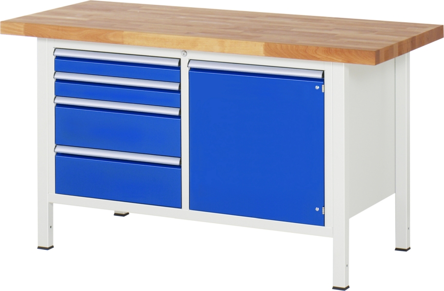 Werkbank höhenverstellbar 8470A2, B1500xT700xH840-1040mm, 4xSchublade-TA, 1xTür