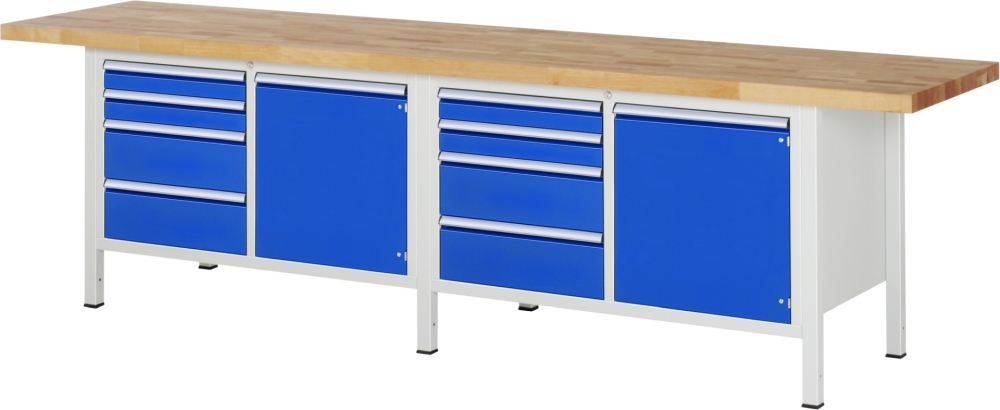 Werkbank höhenverstellbar 8470A2, B3000xT700xH840-1040mm, 8xSchublade-TA, 2xTür