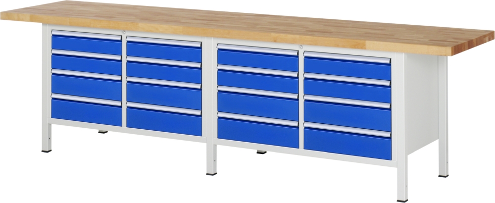 Werkbank höhenverstellbar 8477A2, B3000xT700xH840-1040mm, 16xSchublade-TA