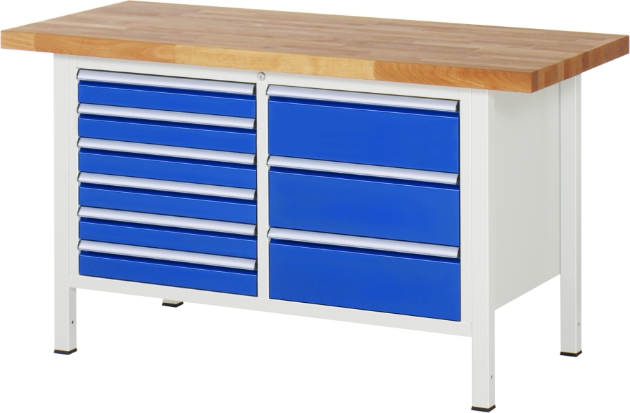 Werkbank höhenverstellbar 8479A2, B1500xT700xH840-1040mm, 9xSchublade-TA