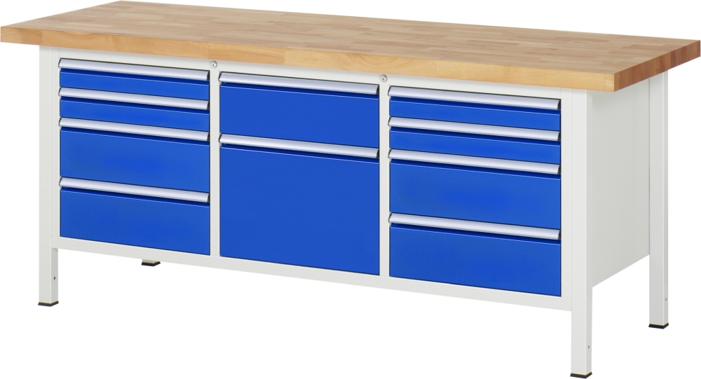 Werkbank höhenverstellbar 8575A2, B2000xT700xH840-1040mm, 10xSchublade-TA