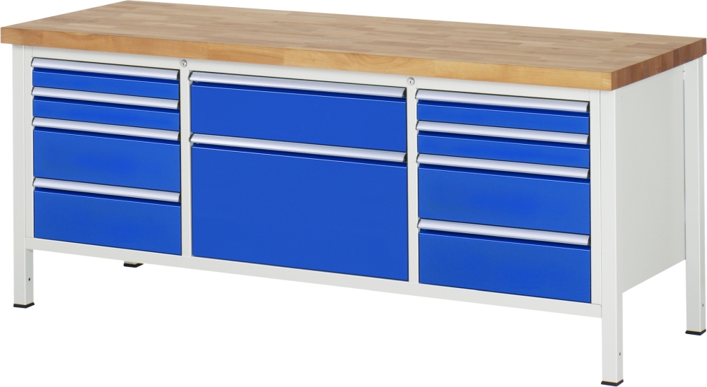 Werkbank höhenverstellbar 8755A2, B2000xT700xH840-1040mm, 10xSchublade-TA
