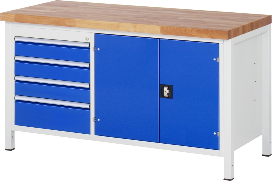 Werkbank höhenverstellbar 8905A2, B1500xT700xH840-1040mm, 4xSchublade-TA, 1xTür