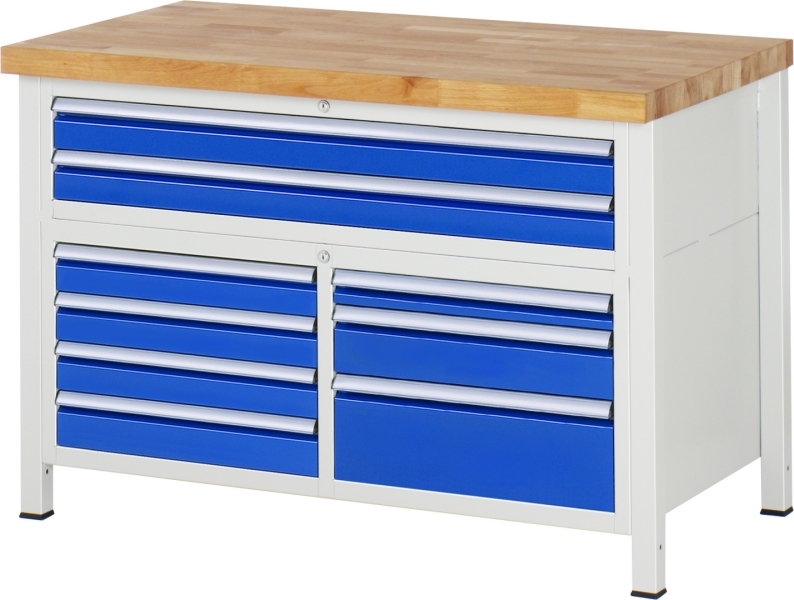 Werkbank höhenverstellbar 8923A2, B1250xT700xH840-1040mm, 9xSchublade-TA