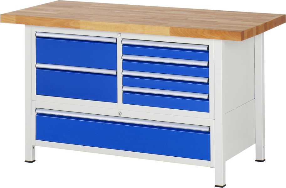 Werkbank höhenverstellbar 8931A2, B1500xT700xH840-1040mm, 7xSchublade-TA