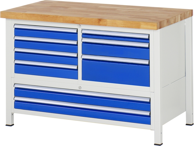 Werkbank höhenverstellbar 8933A2, B1250xT700xH840-1040mm, 9xSchublade-TA