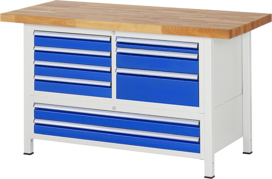 Werkbank höhenverstellbar 8933A2, B1500xT700xH840-1040mm, 9xSchublade-TA